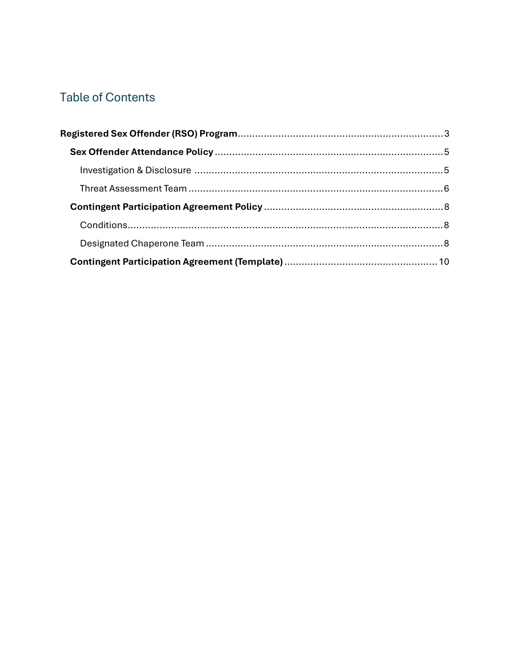 Table of Contents